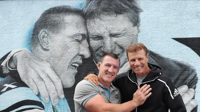 Sharks fans can buy a brick from the popular mural depicting Paul Gallen and Andrew Ettingshausen.