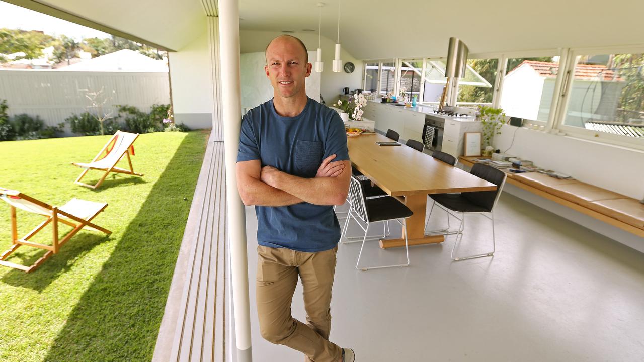 Darren Lockyer, at his Paul Owen-designed home in Rosalie, Brisbane, which he has just sold. Photo: Lyndon Mechielsen.