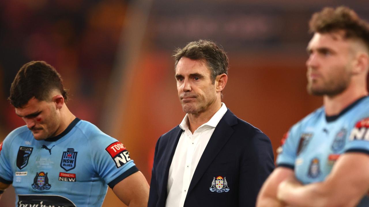 BRISBANE, AUSTRALIA – JULY 13: Blues coach Brad Fittler looks on after game three of the State of Origin Series between the Queensland Maroons and the New South Wales Blues at Suncorp Stadium on July 13, 2022, in Brisbane, Australia. (Photo by Chris Hyde/Getty Images)