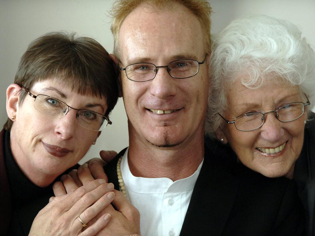 After a 12-year fight to clear his name, Mallard was cleared of murdering Pamela Lawrence. Seen here with his sister Jacqui Mallard and mother Grace Mallard. Picture: Stewart Allen 