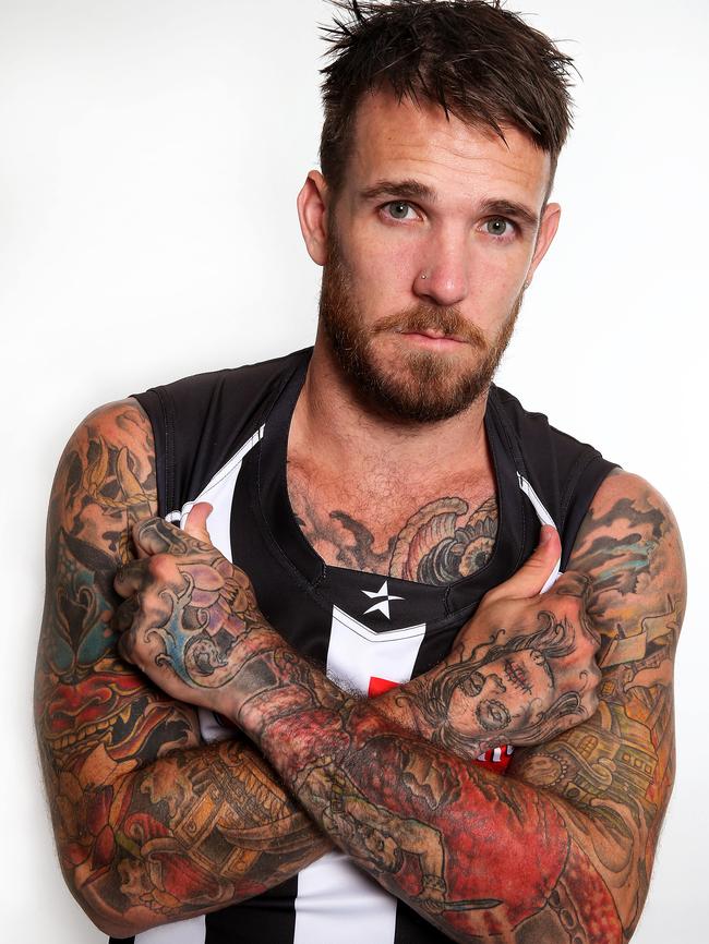 Swanny always loves to show off his ink. Picture: Wayne Ludbey