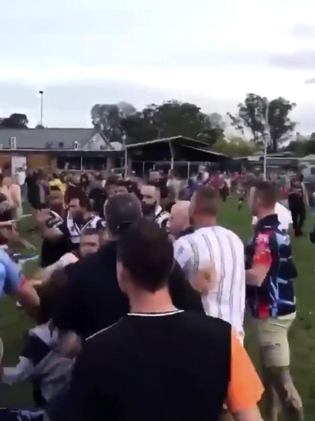 Footy brawl after a match between Dora Creek and West Wallsend Credit: Adam Murray