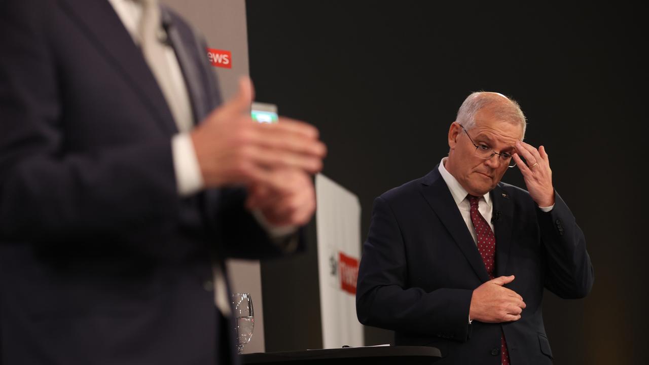 ScoMo unleashed the lowest blow of the debate. Picture: Jason Edwards – Pool/Getty Images.