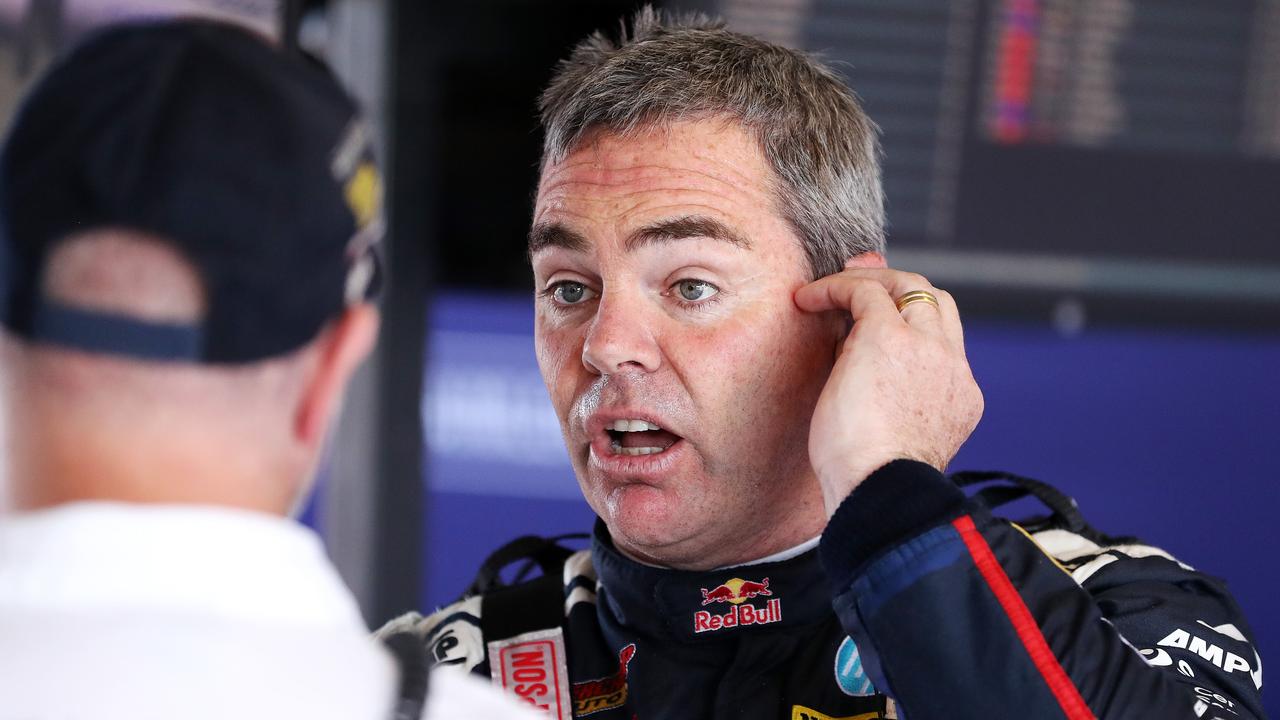 SATURDAY TELEGRAPH. DECEMBER 4, 2021. Pictured is Craig Lowndes in the Redbull garage after the Co-Driver practice session at Mount Panorama today for the Repco Bathurst 1000. Picture: Tim Hunter.