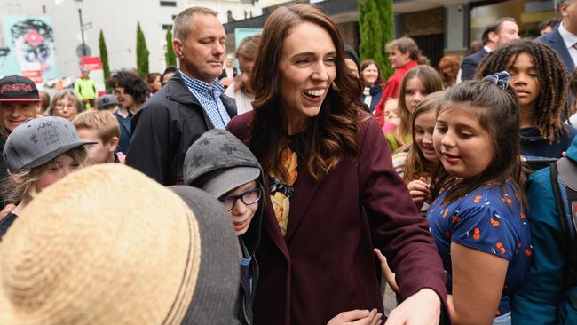 New Zealand Prime Minister Jacinda Ardern on the streets of Christchurch campaigning on Wednesday. Picture: Getty Images