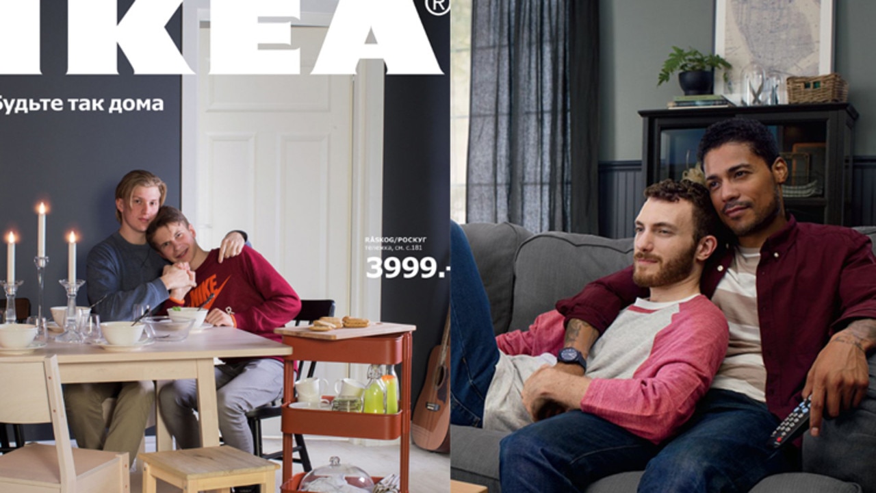 An Ikea catalogue featuring same-sex couples.