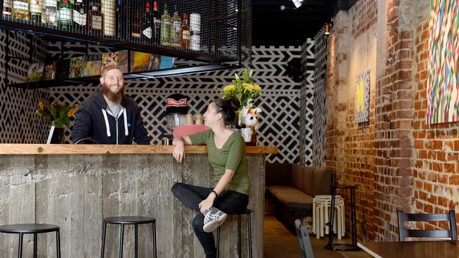 Seira Hotta and Seamus Noone at their recently opened city bar 55ml on Mill St near the Central Market. Photo: Naomi Jellicoe