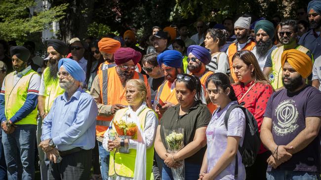 A vigil and walk held for 27-year-old drowning victim Deepinderjeet Singh at Franklin Square. Picture: Chris Kidd