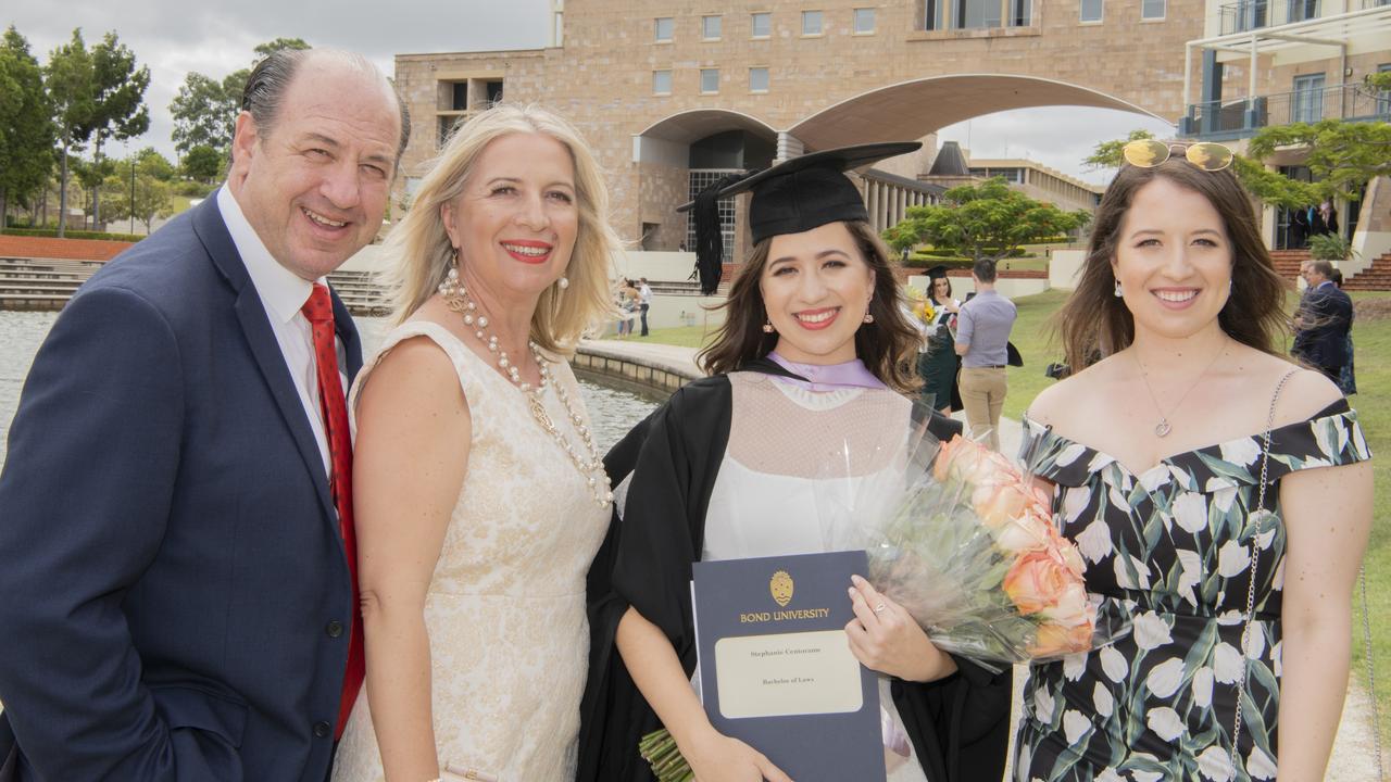 Hugh Centorame, Anne Marie Centorame, Stephanie Centorame and Kristen Centorame at the Bond University graduation ceremony on Saturday.