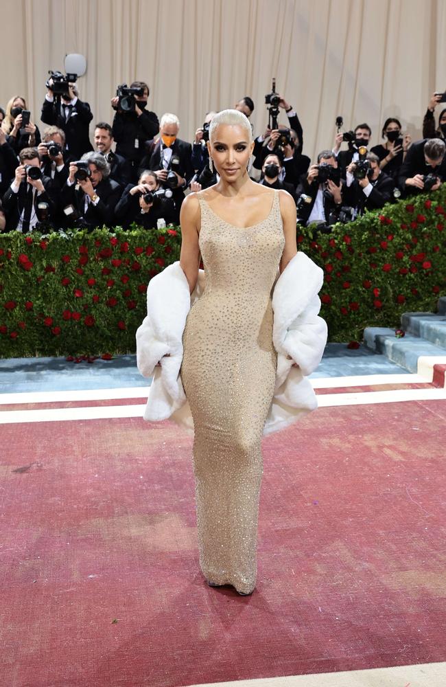 Kim Kardashian wearing Marilyn Monroe’s dress at the Met Gala. Picture: Getty Images