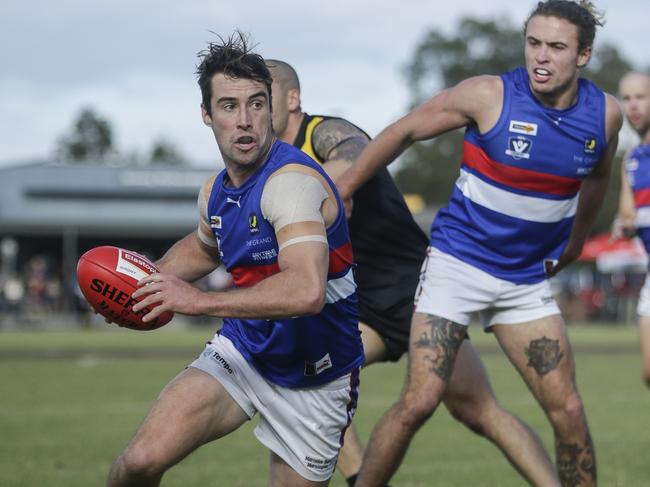 MPNFL football : Seaford v Mornington. Joel Miller (Mornington). Picture:  Valeriu  Campan