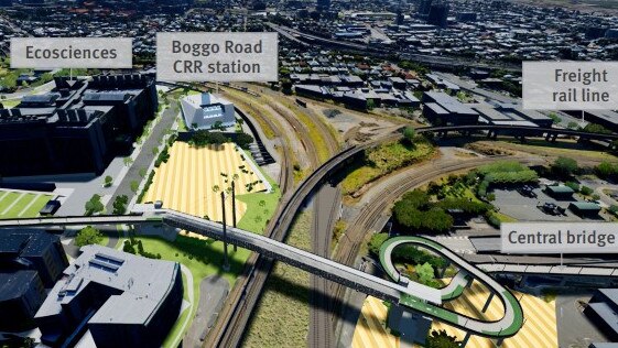 Artist's impression of the proposed Boggo Road precinct. Picture: CRRDA