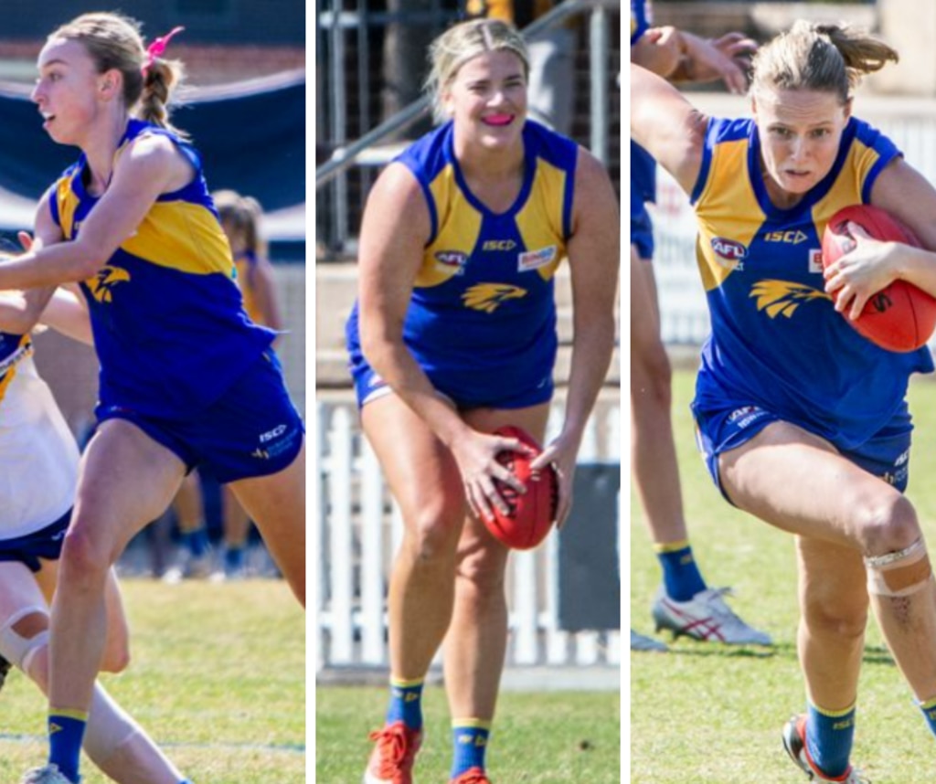 Amelia Prosser-Shaw, Rylee McGartland and Summer Hall of the East Coast Eagles. Pictures: Brooke Grosse