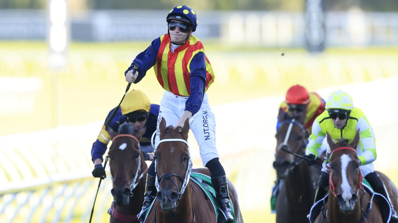 James McDonald celebrates after Nature Strip took out another TJ Smith Stakes at Randwick. Picture: Getty Images