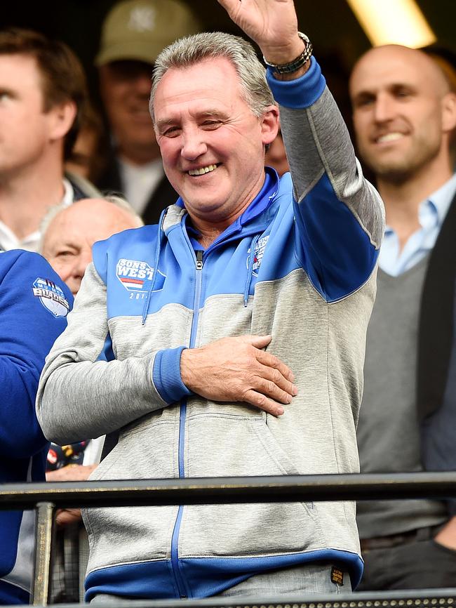 Doug Hawkins enjoys the Bulldogs’ 2016 Grand Final win. Picture: Nicole Garmston