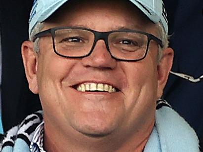 Australian Prime Minister Scott Morrison attending the NRL match between the Cronulla Sharks and Penrith Panthers at Kogarah Oval. Picture. Phil Hillyard