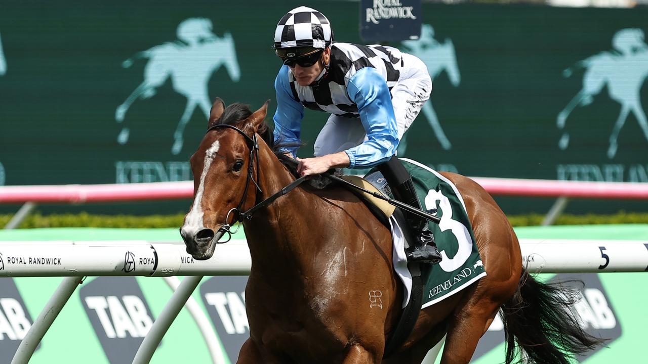 Schofield riding promising two-year-old Bel Merci to victory in the Gimcrack Stakes at Randwick last October. Picture: Jeremy Ng/Getty Images