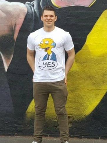 Nicholas House pictured in front of the Dustin Martin mural in Richmond.