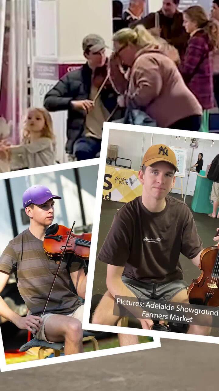 Young busker's long stint at Adelaide markets