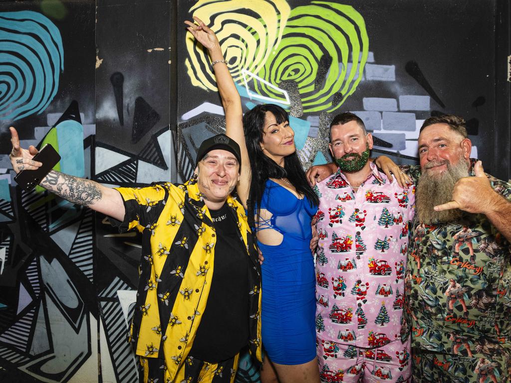 Celebrating New Year's Eve at Flipp'd are (from left) Stacy Gunther, Emma Orcher, Nathan Aldridge and Brad Anderson, Tuesday, December 31, 2024. Picture: Kevin Farmer