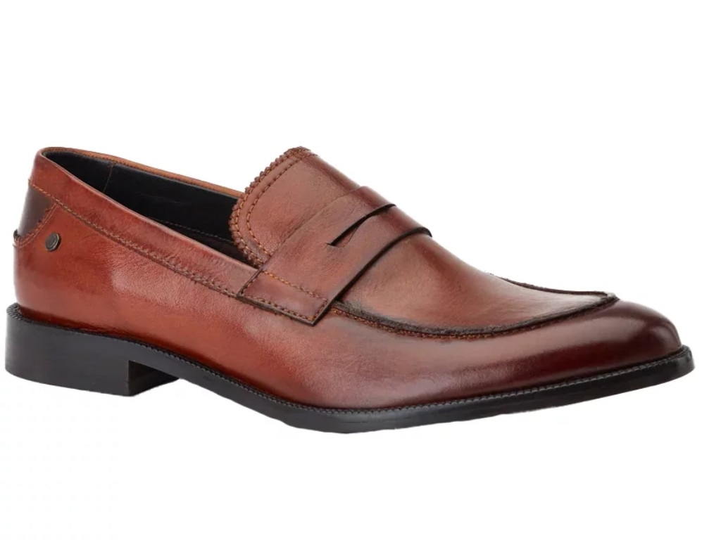 Base London Mens Danbury Penny Burnished Leather Loafers (Tan). Picture: OZSALE.