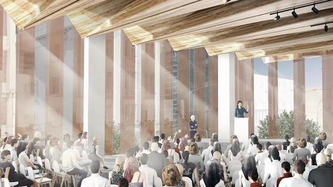 Artist's impression of the new Uniting Communities Auditorium on the site of the old Maughan Church on Franklin St, Adelaide.