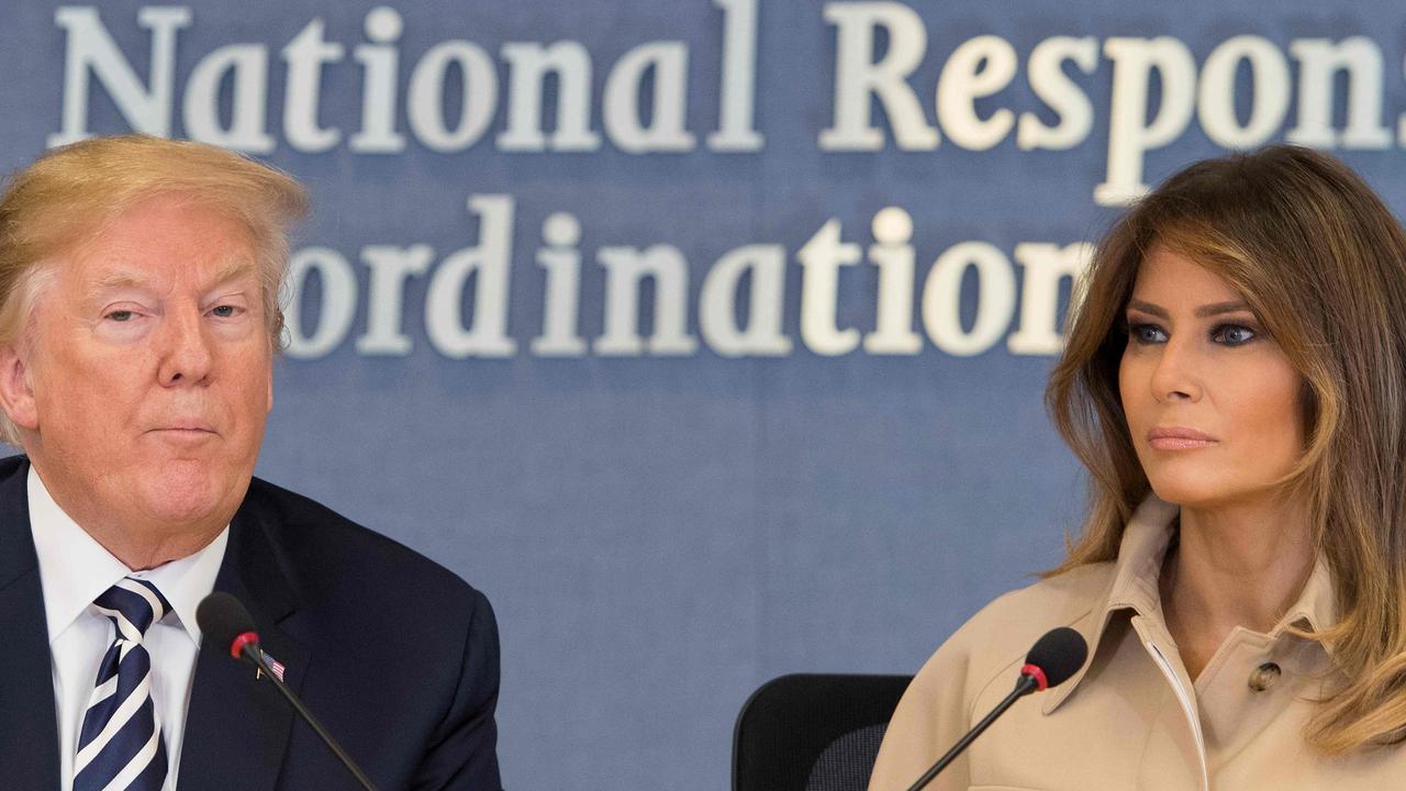 First Lady Melania Trump made her first public appearance since her mystery operation on Wednesday when she visited the Federal Emergency Management Agency Headquarters. Picture: AFP Photo/Jim Watson