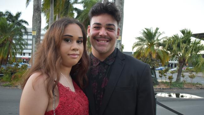 Quiera-lei Afflick and Nayshua Wurzbacher at the Sarina State High School formal at the MECC, Mackay, on Thursday November 19. Picture: Zizi Averill