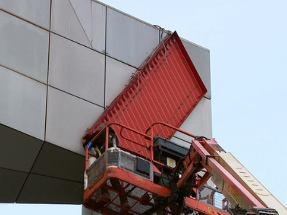 The famous Seven comes down from the side of the former Channel 7 broadcast centre. Picture: Channel 7