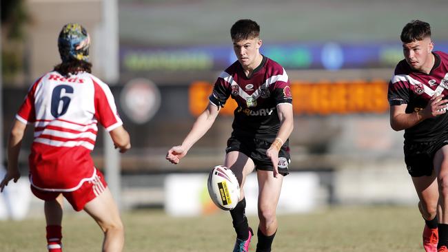 Marsden’s Cody Hamilton in action during the Walters Cup Grand Final between Marsden State High and Palm Beach Currumbin State High at Langlands Park. Picture: Josh Woning