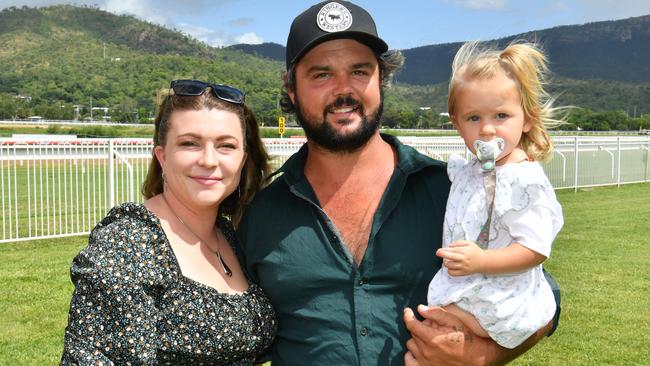 Socials at Family Fun Race Day at Cluden Park. Meeka Philp and Mitchell Renfrey with Medika, 20 months. Picture: Evan Morgan