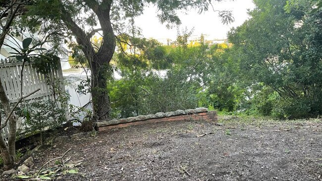 The neglected grounds of St Briavels, wit the Brisbane River in the background.