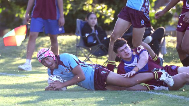 Keebra Park player No.7 Jai Bilish scoring a try last week. Pic: Steve Pohlner