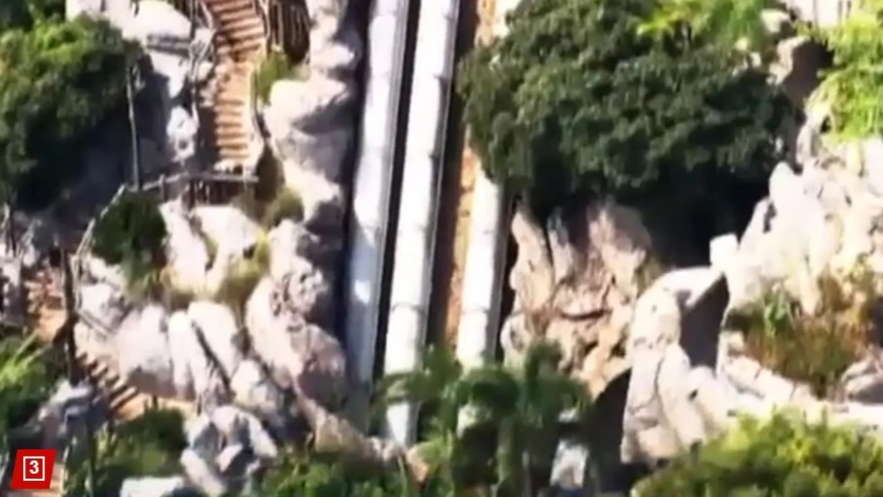 The woman was injured on Typhoon Lagoon’s Humunga Kowabunga slide, on which riders plunge 65 metres at a near-vertical drop. Picture: WESH 2