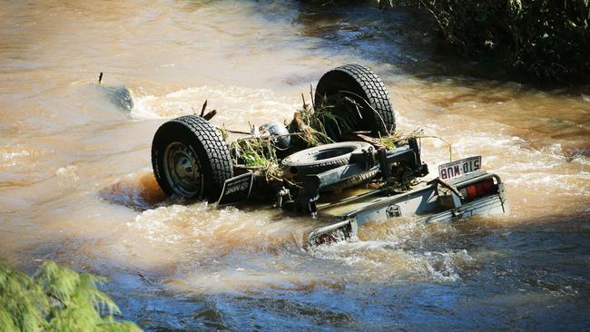 David Hornman’s ute was found submerged in a flood-ravaged creek on the Gold Coast. Picture: Scott Powick/NCA NewsWire