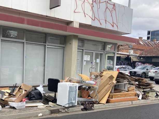 Rubbish piles up on inner-city footpaths