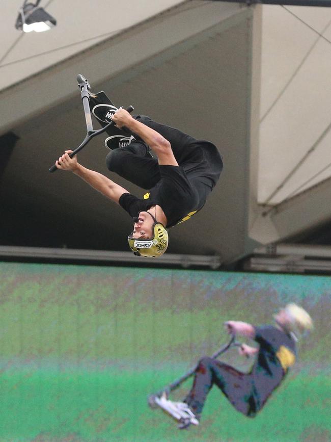 Nitro Circus at Kardinia Park on March 7, 2022. Stunts, crowd reactions, fireworks, plenty of colour. Picture: Mark Wilson