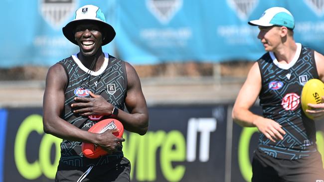 Port Adelaide defender Aliir Aliir has had ear surgery. Picture: Keryn Stevens