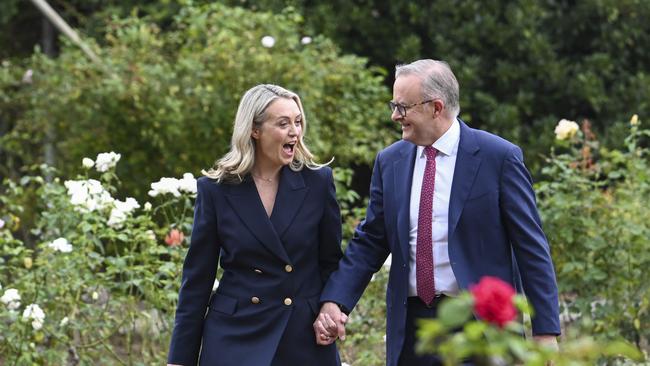 Jodie Haydon and Anthony Albanese are engaged. Picture: NCA NewsWire / Martin Ollman