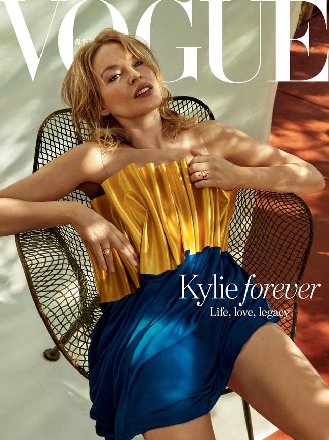 Kylie Minogue appears on the cover of Vogue Australia’s October 2023 issue. Picture: Alique for Vogue Australia