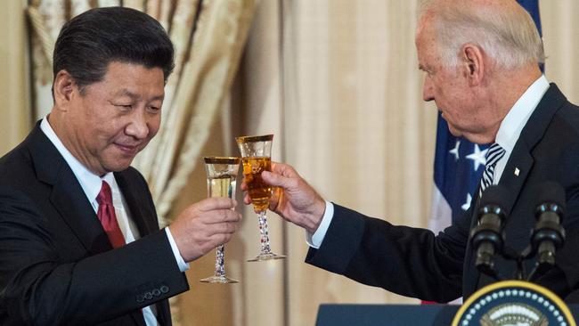 Xi Jinping and Joe Biden meet in 2015. Picture: AFP