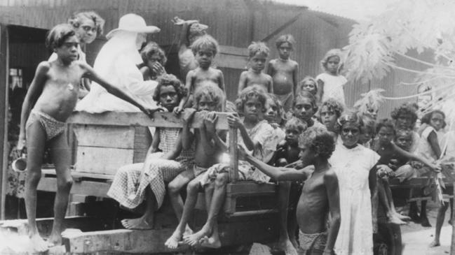 Aboriginal children at an outback mission after being removed from their homes.