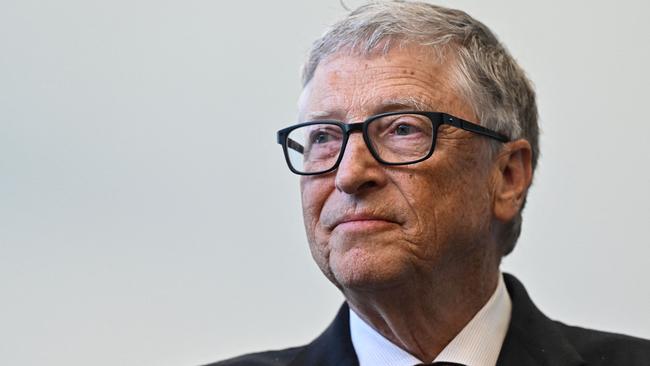 Microsoft founder Bill Gates reacts during a visit with Britain's Prime Minister. Picture: Justin Tallis / AFP