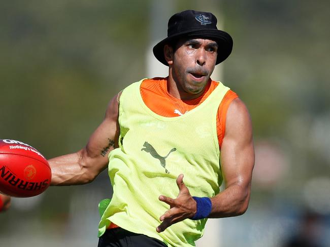 SUNSHINE COAST, AUSTRALIA - FEBRUARY 03: Eddie Betts of the Blues in action during the Carlton Blues pre-season training camp at Maroochydore Sports Complex on February 03, 2020 on the Sunshine Coast, Australia. (Photo by Michael Willson/AFL Photos)