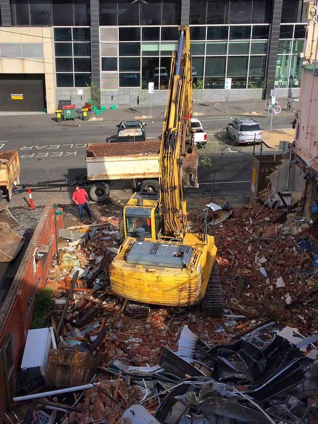 What remains of the Corkman Irish Pub in Carlton after it was illegally demolished. Picture: Supplied.