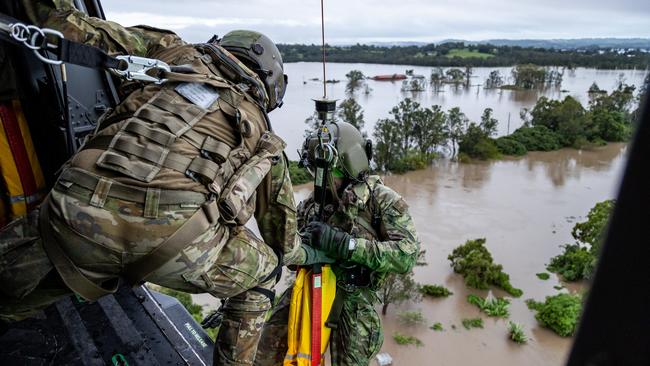 Australian Defence Force helicopters deploying on Operation Flood Assist 2022 to support emergency services across NSW.