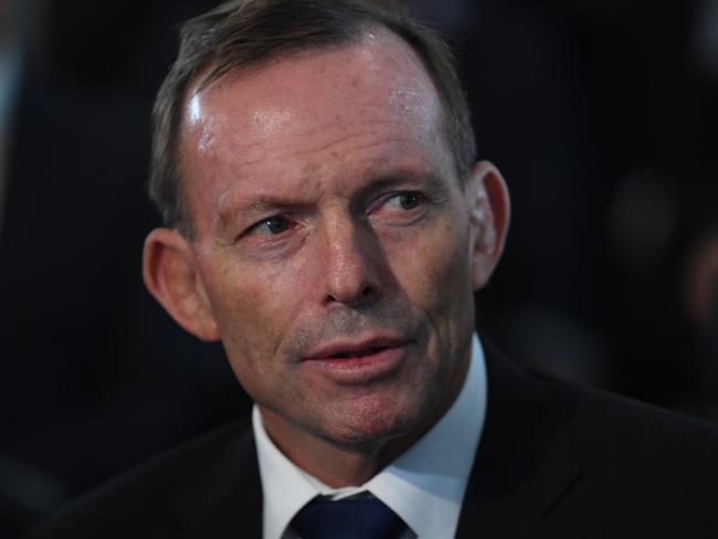 Former Australian Prime Minister Tony Abbott attends the official opening of the Sir John Monash Centre at the Australian National Memorial at Villers-Bretonneux, Tuesday, April 24, 2018. Mr Turnbull is in France to commemorate ANZAC Day. (AAP Image/Lukas Coch) NO ARCHIVING