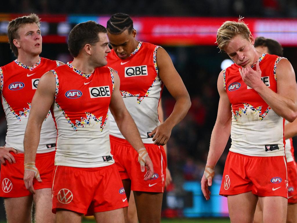 The loss to St Kilda was Sydney’s third defeat this season by less than a goal. Picture: Morgan Hancock/AFL Photos/via Getty Images