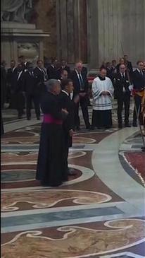 French President Emmanuel Macron and wife arrive to pay respects to Pope Francis