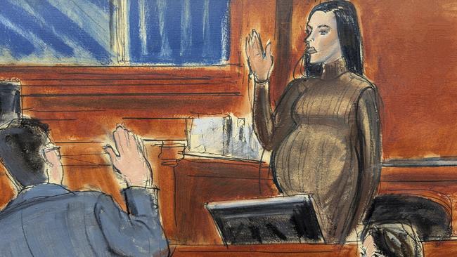 Cassie Ventura takes an oath before testifying in Manhattan federal court. (Elizabeth Williams via AP)